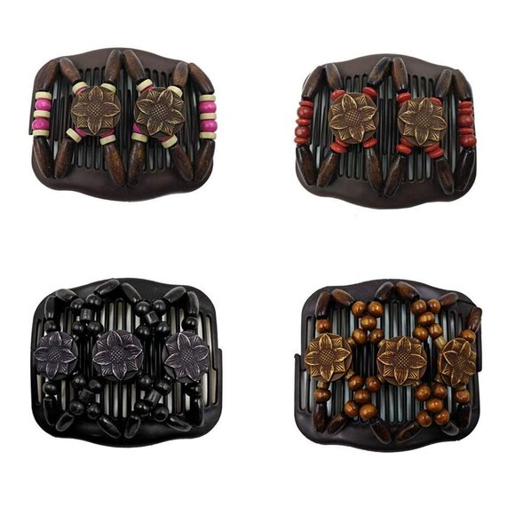 Accessories - 4 Pcs Wood Double Combs Magic Hair Clips Women Hair Combs Bun Maker Hair Accesso